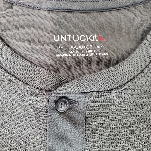Untuckit Lumel Henley Waffle Knit Thermal Grey Long Sleeve Top Men’s Size XLarge - Picture 5 of 8